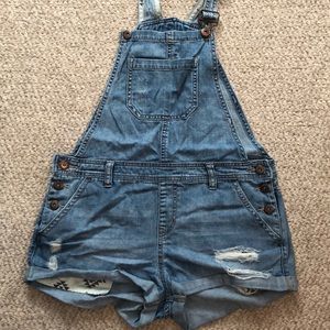 Blue jean overall shorts